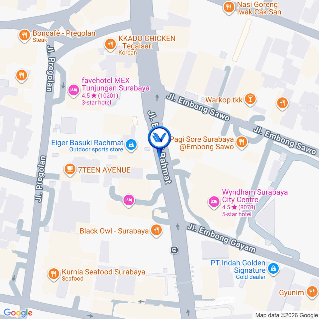 Peta Lokasi Jl. Basuki Rahmat - Xerox (Depan Menara Standart Chartered), Surabaya