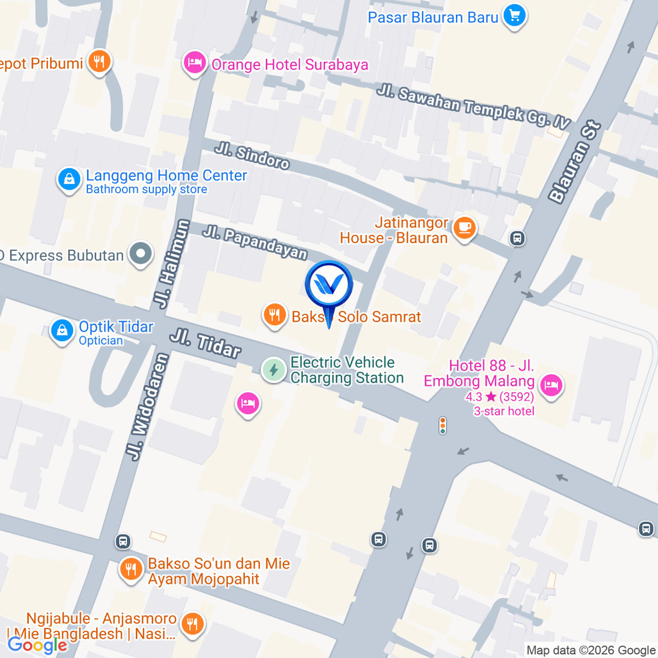 Peta Lokasi Jl. Tidar, Surabaya