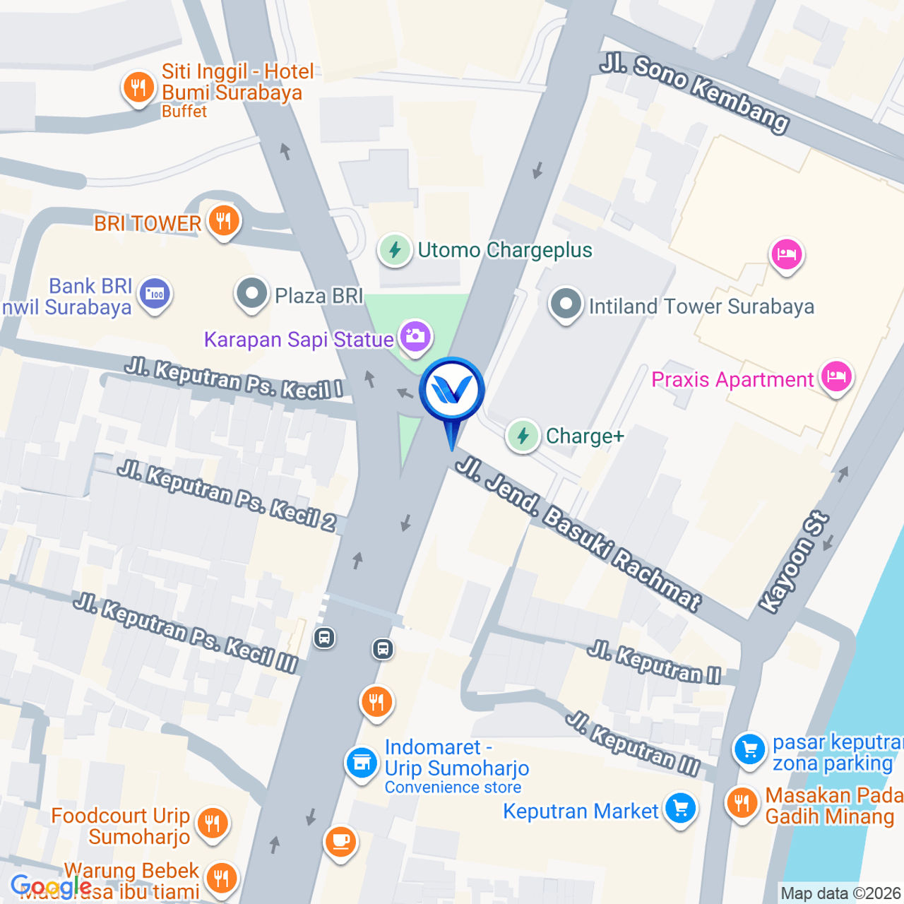 Peta Lokasi Jl. Urip Sumoharjo No. 1 (Depan Praxis Apartement and Office), Surabaya