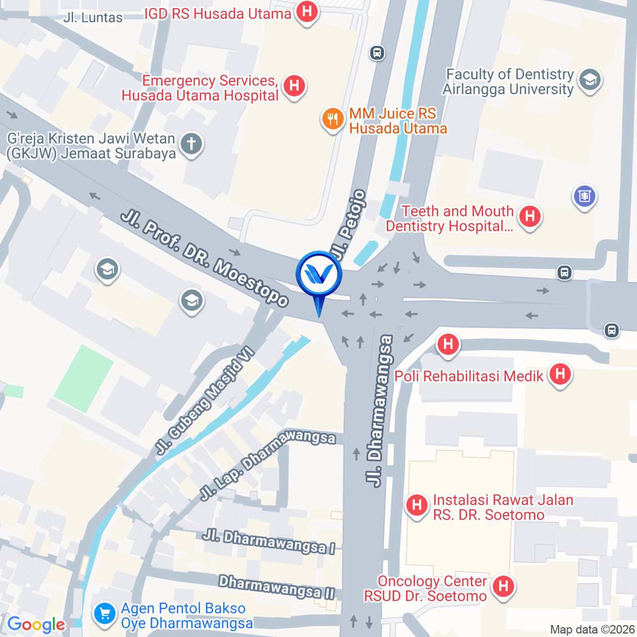 Peta Lokasi Perempatan Jl. Prof Dr Moestopo (Depan Univ Airlangga), Surabaya