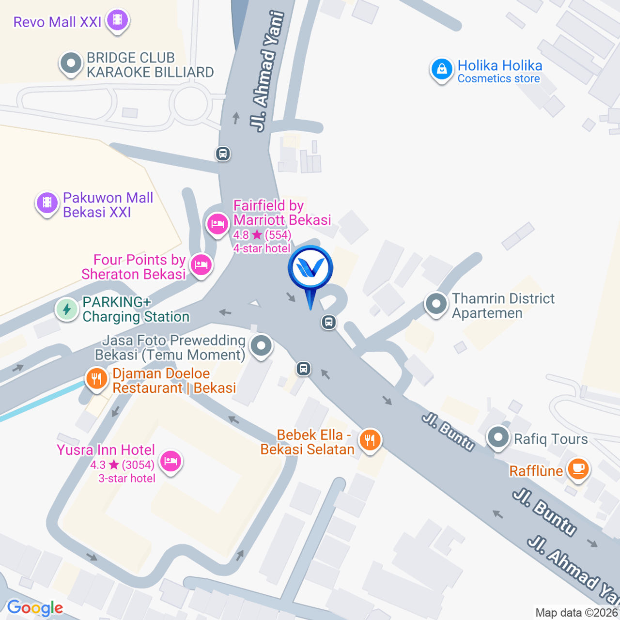 Peta Lokasi Jl. Ahmad Yani (pertigaan Pekayon), Bekasi