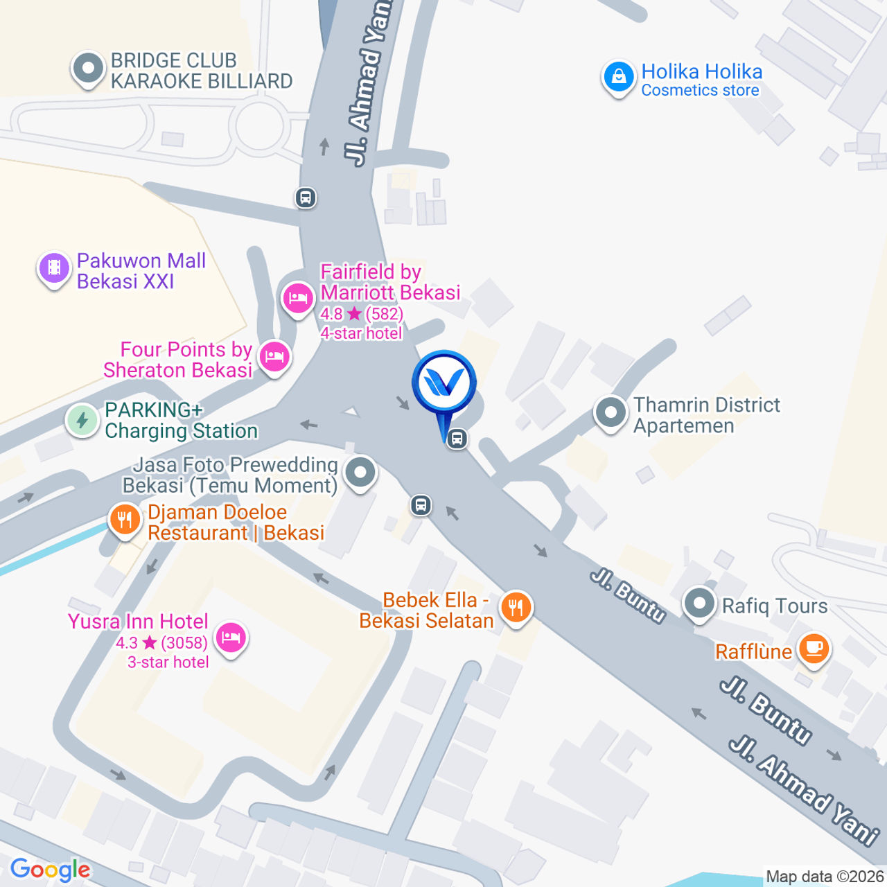 Peta Lokasi Jl. Ahmad Yani (pertigaan Pekayon), Bekasi