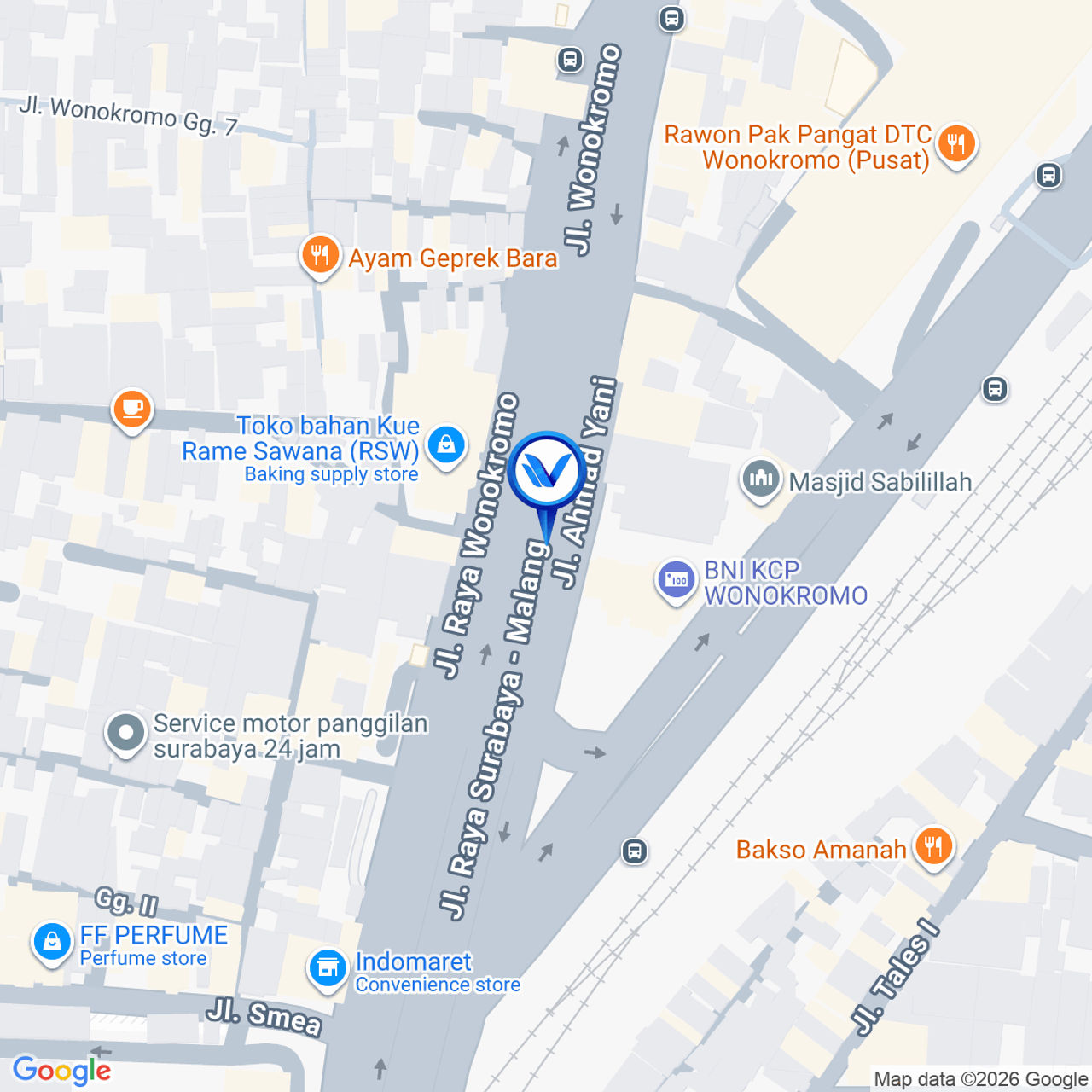 Peta Lokasi JPO Jl. Wonokromo, Surabaya