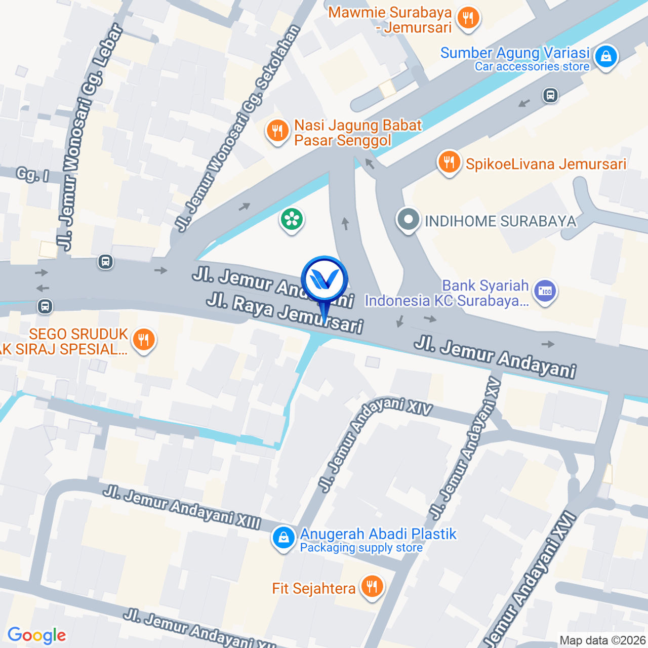 Peta Lokasi Jl. Jemursari Jemur Ngawinan, Surabaya