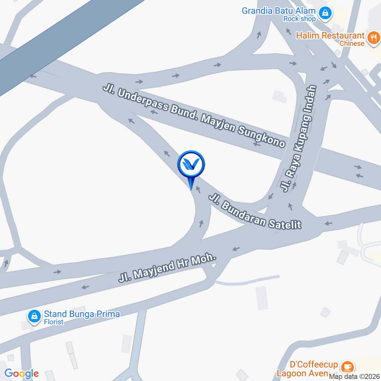 Peta Lokasi Bundaran Tol Satelit Akses menuju Pakuwon Trade Center, Surabaya