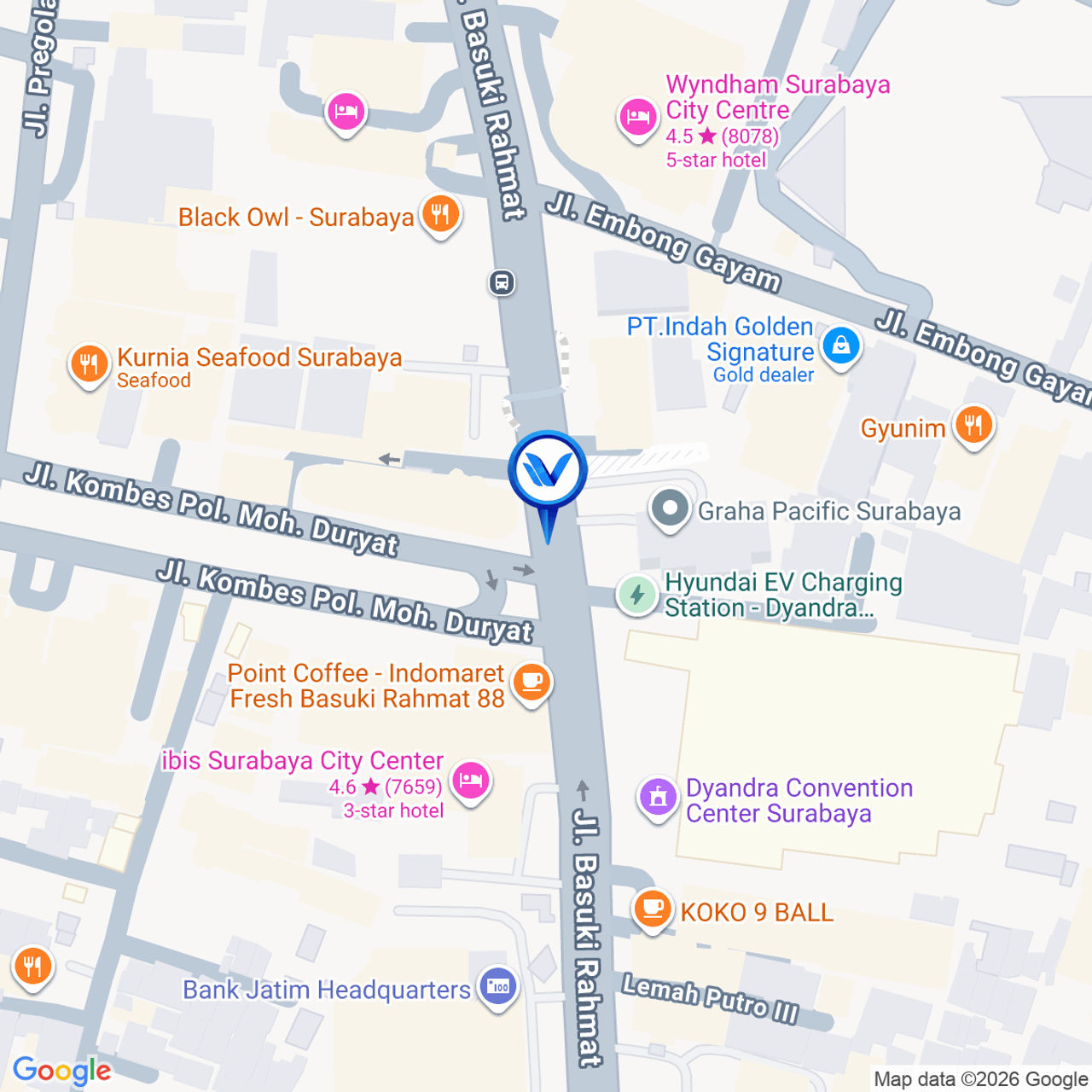 Peta Lokasi Jl. Basuki Rahmat (Dekat Gramedia Expo), Surabaya