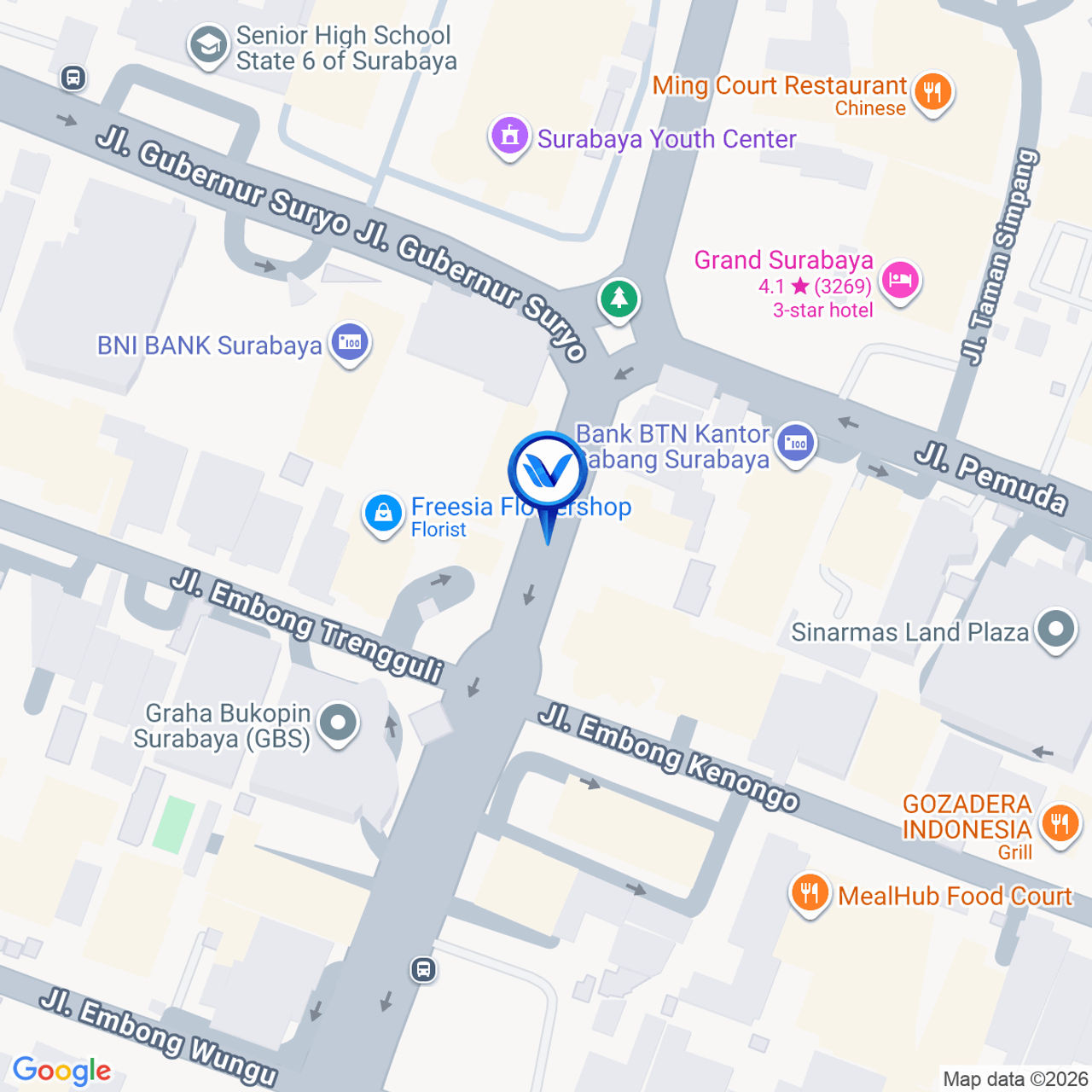 Peta Lokasi Jl. Panglima Sudirman (Dekat Alun alun Kota), Surabaya