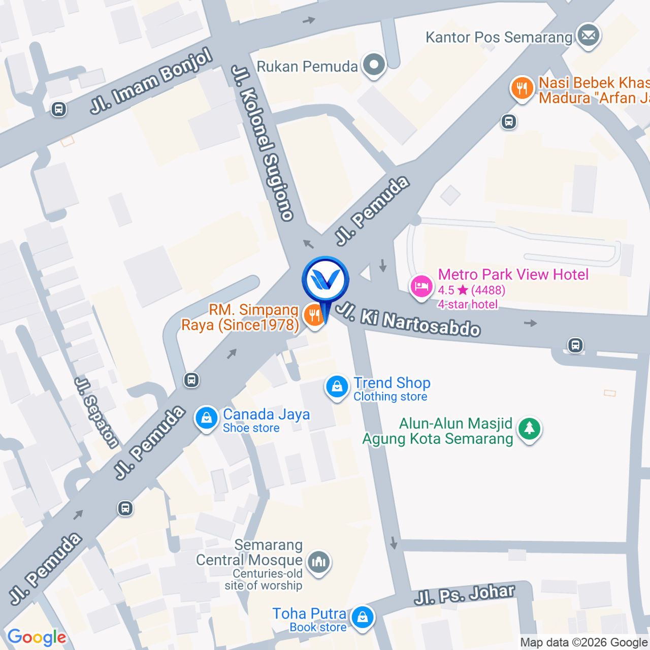 Peta Lokasi Jl. Pemuda perempatan Alun alun Kota Semarang