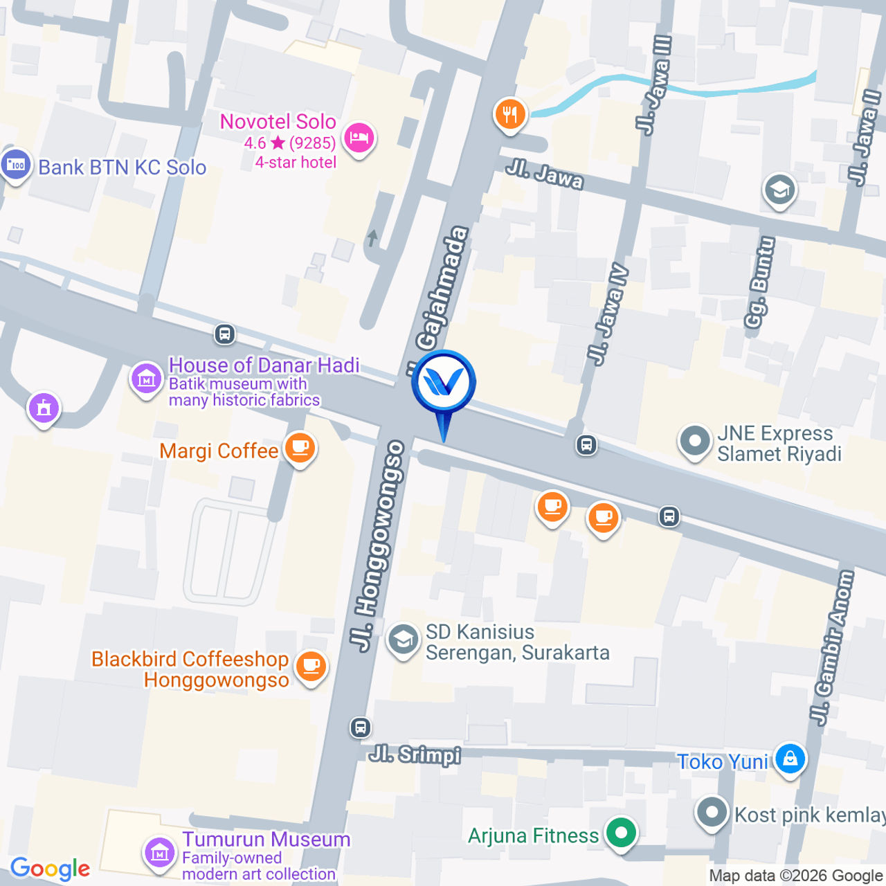 Peta Lokasi JL. Slamet Riyadi, Perempatan Ngapemon, Solo