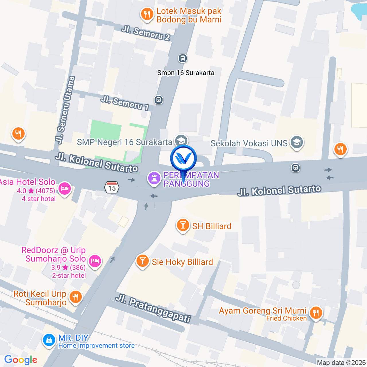 Peta Lokasi JL. KOLONEL SUTARTO (PANGGUNG JEBRES), SOLO