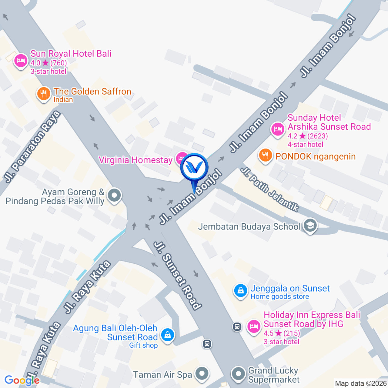 Peta Lokasi Jl. Sunset Road - Perempatan Imam Bonjol, Bali