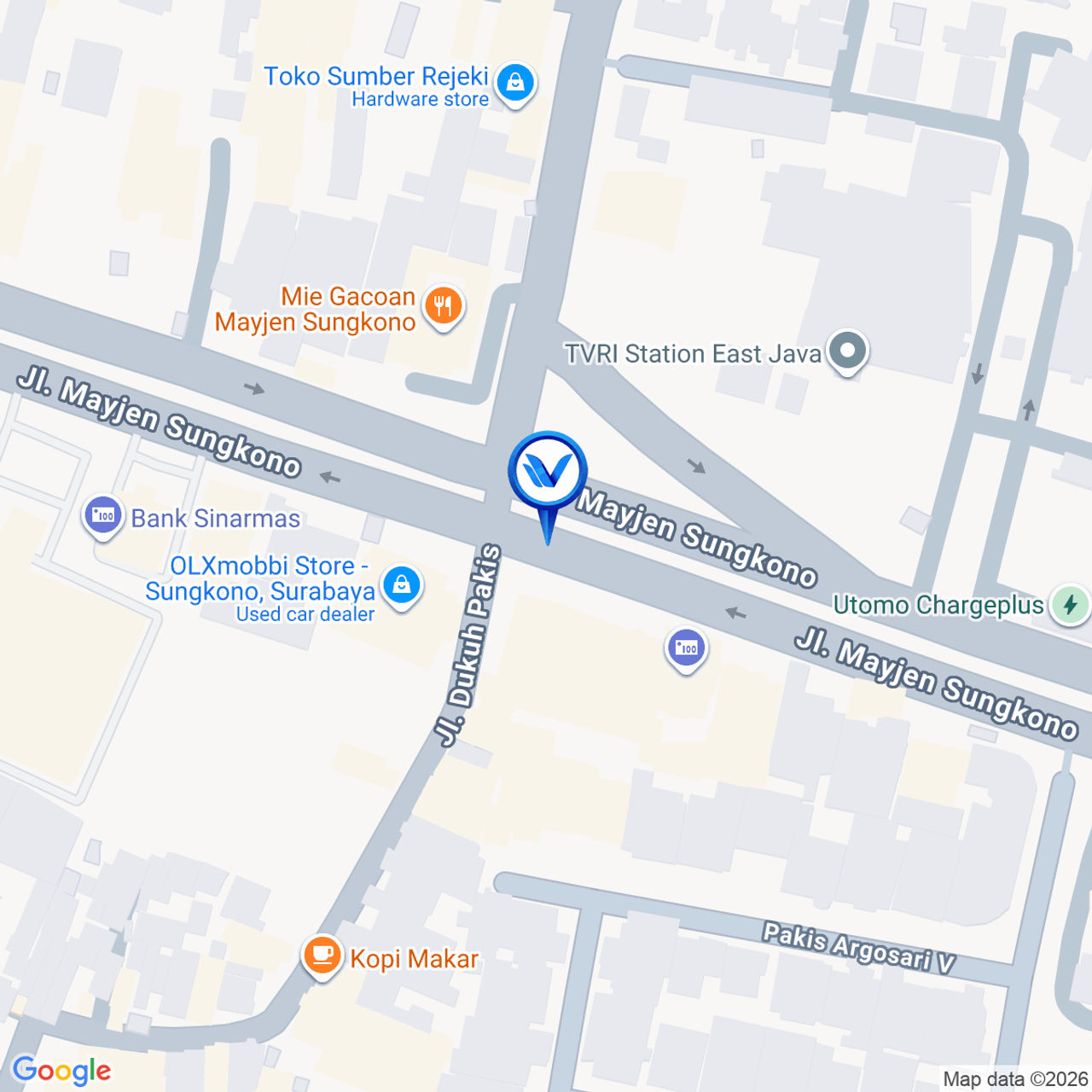 Peta Lokasi Jl. Mayjend. Sungkono (Yamaha - depan TVRI), Surabaya