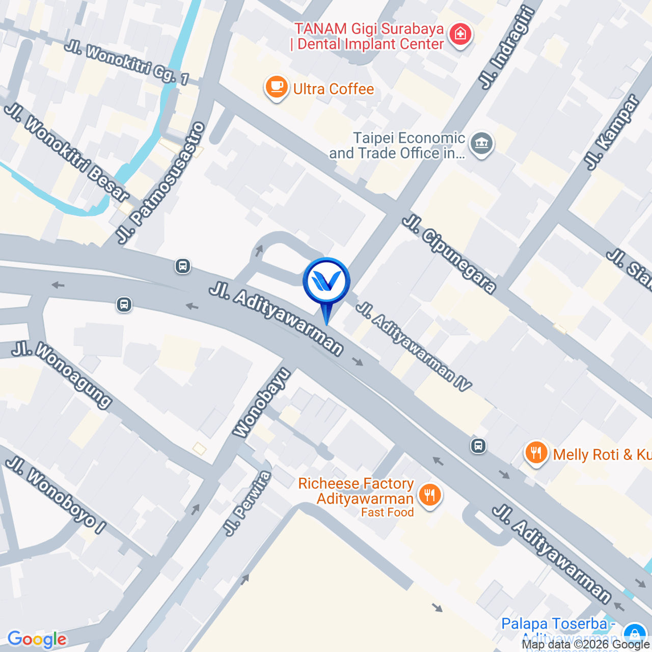 Peta Lokasi Jl. Indragiri - Jl. Adhityawarman, Surabaya
