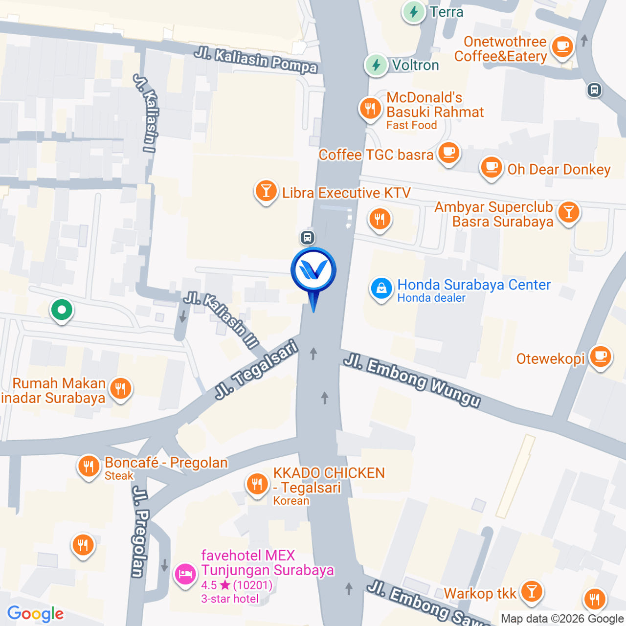 Peta Lokasi Jl. Basuki Rahmat (Ranch Market), Surabaya