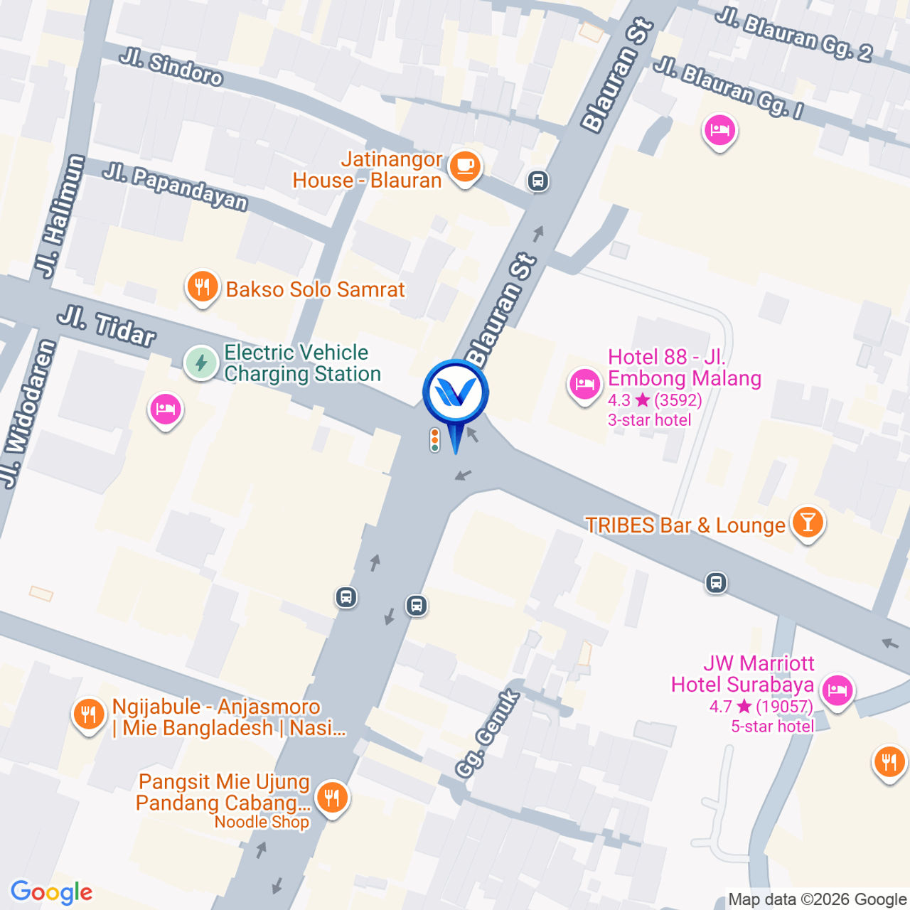 Peta Lokasi Perempatan Jl. Embong Malang (Dekat Empire Palace), Surabaya