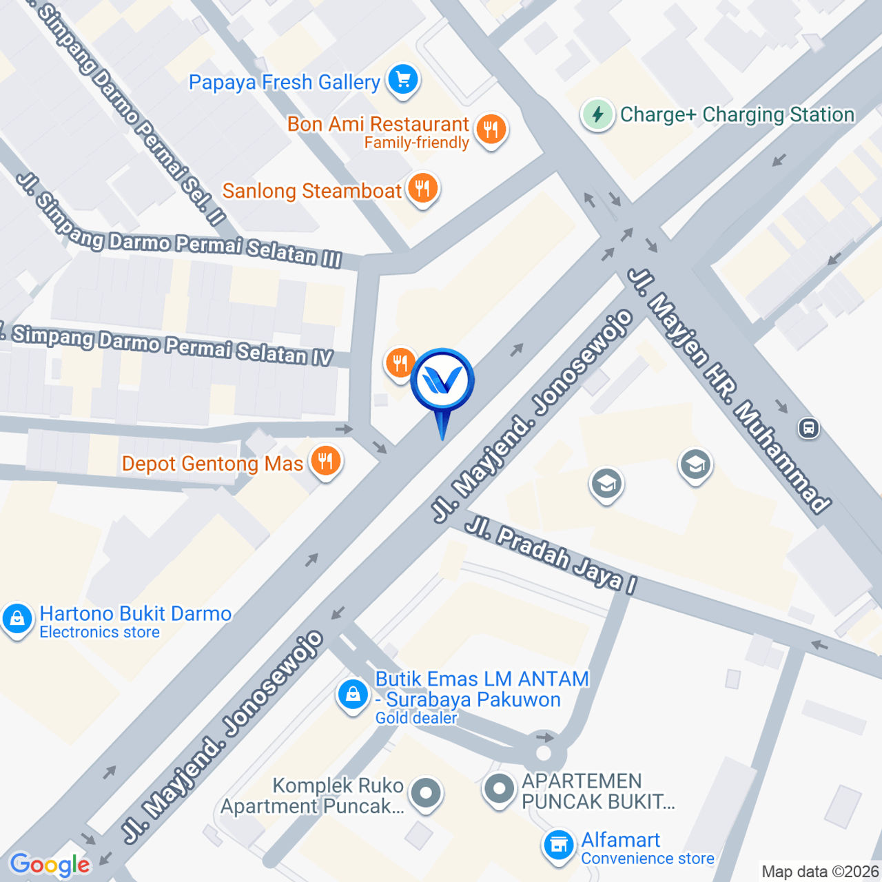 Peta Lokasi Jl. Bukit Darmo Boulevard, Surabaya