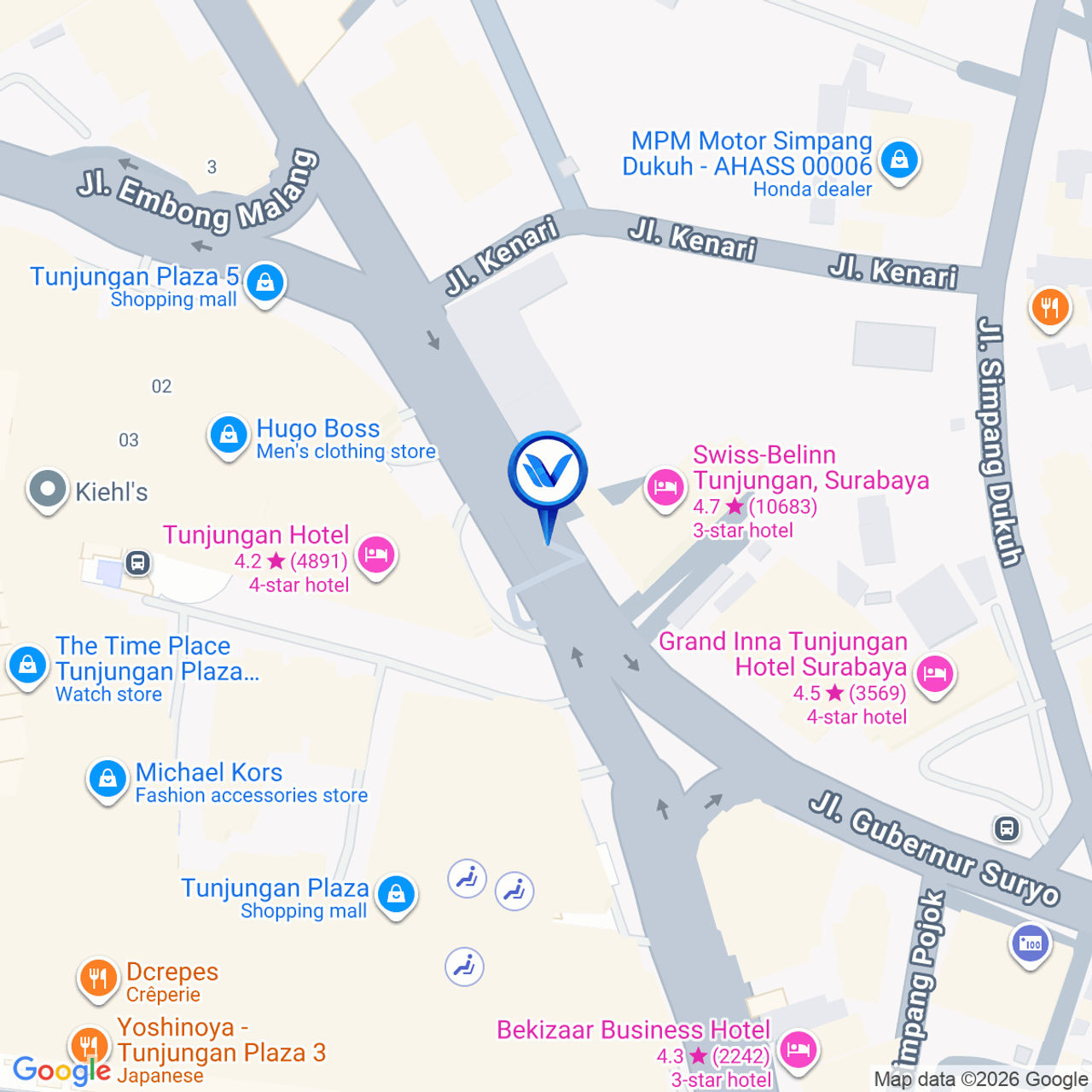Peta Lokasi Jl. Tunjungan (Depan Mojopahit Hotel - Tunjungan Plaza), Surabaya