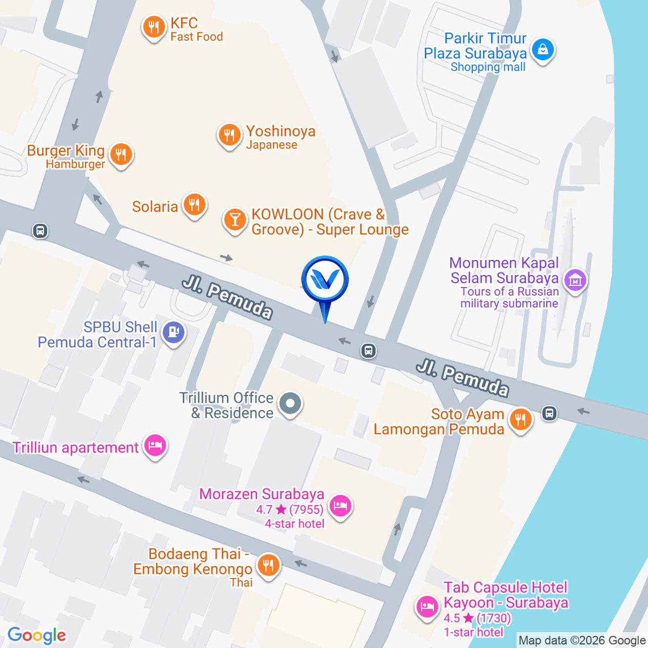 Peta Lokasi Pemuda ST Surabaya (Plaza Surabaya), Surabaya