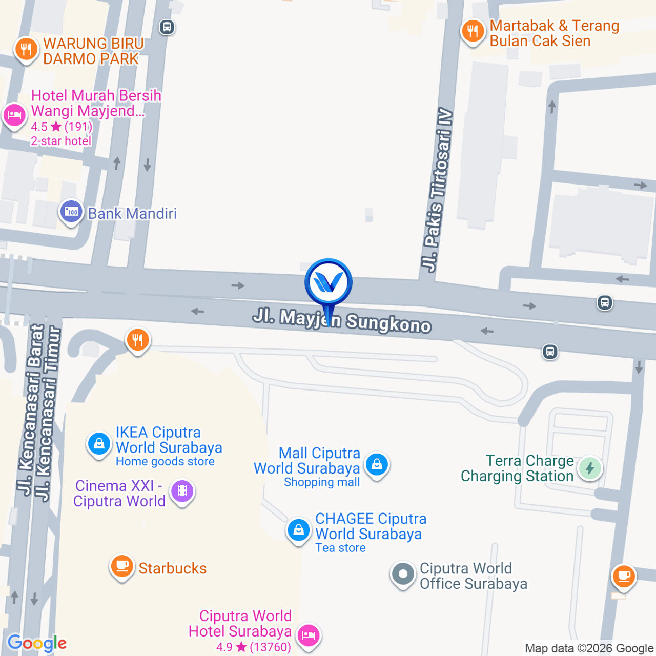Peta Lokasi Jl. Mayjend Sungkono Ciputra World, Surabaya