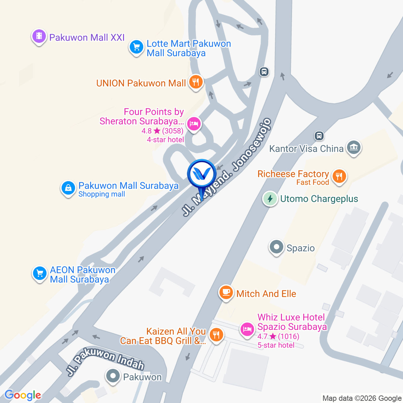Peta Lokasi Jl. Mayjend. Jonosewojo (Pakuwon Trade Center Mall), Surabaya