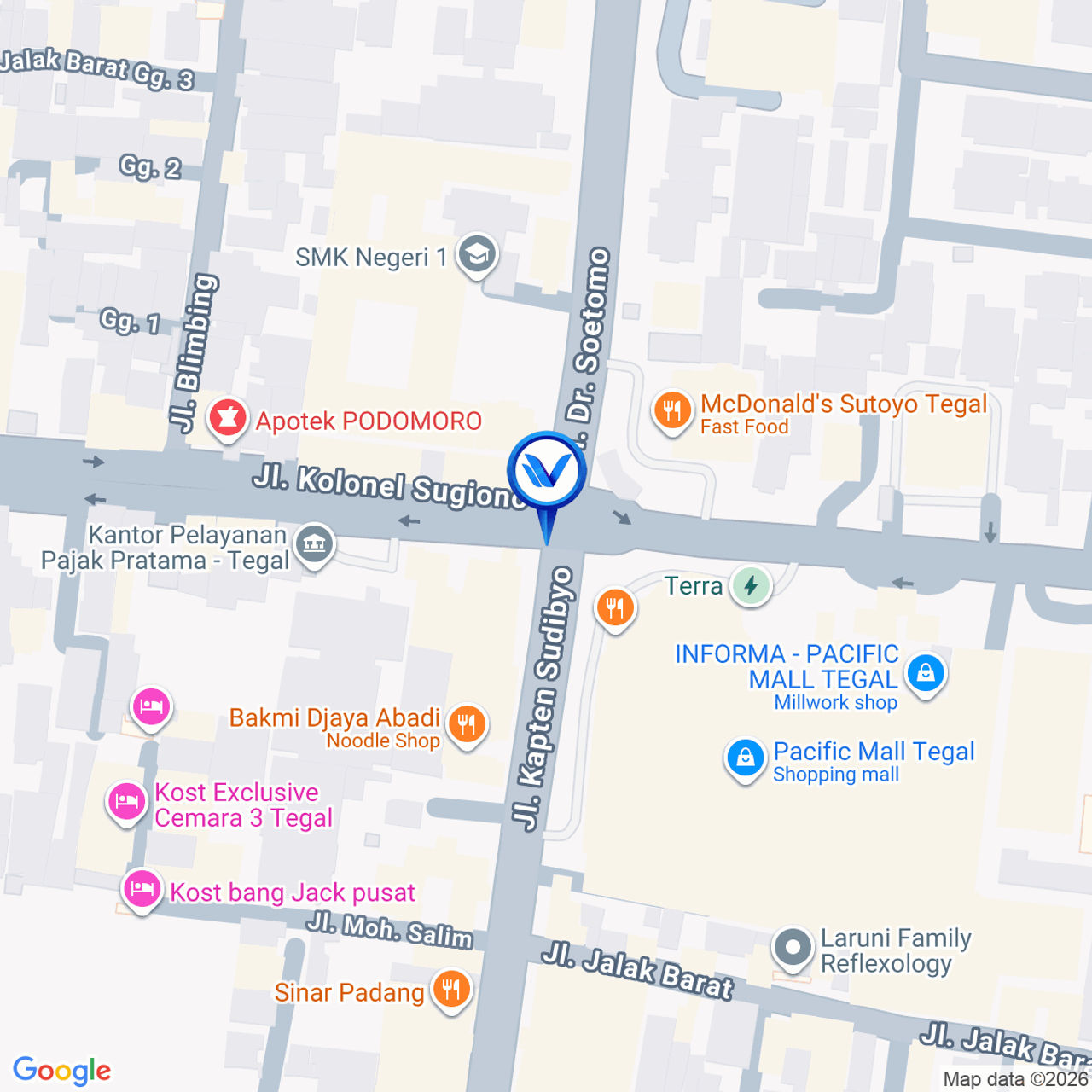 Peta Lokasi Jl. Kolonel Sugiono, Tegal