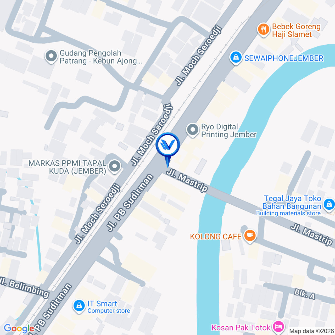 Peta Lokasi Jl. Mastrip Simpang Tiga, Jember
