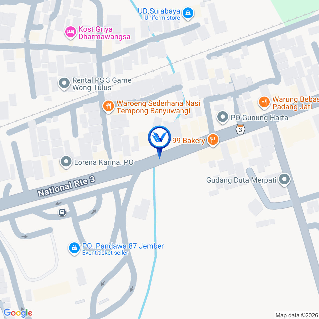 Peta Lokasi Jl. Dharmawangsa, Terminal Tawang Alun, Jember
