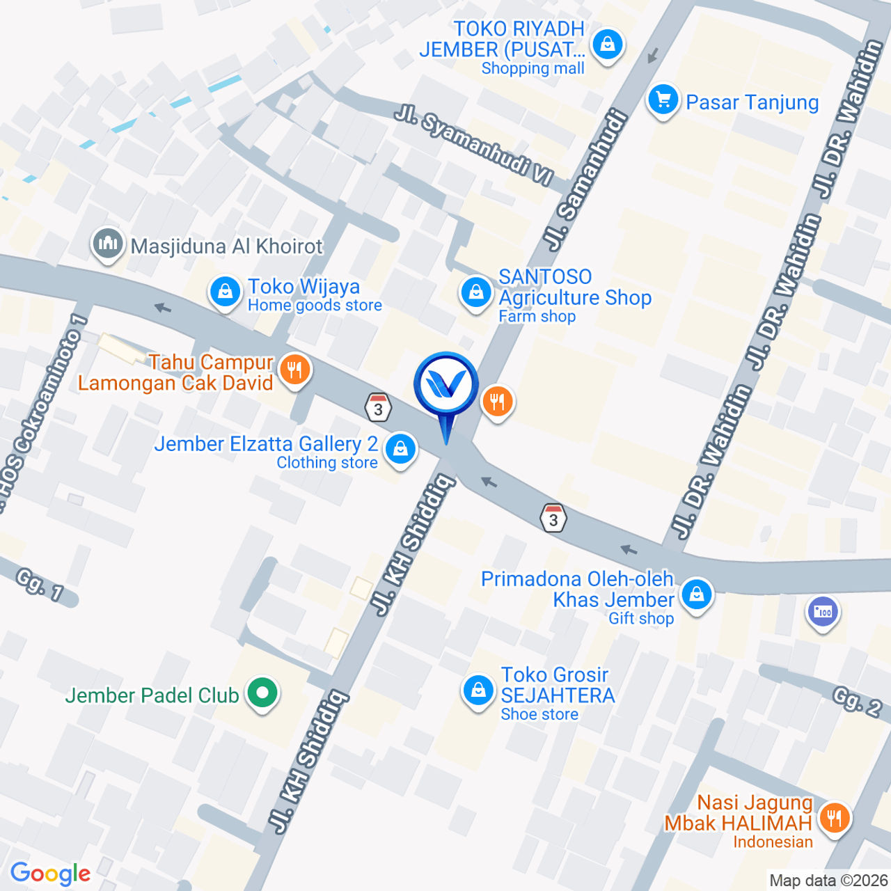 Peta Lokasi Jl. Saman Hudi (Pasar Tanjung), Jember