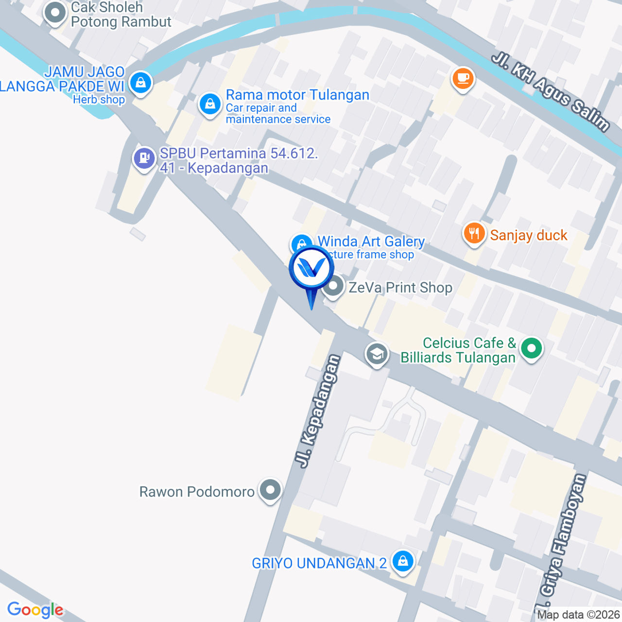 Peta Lokasi Pertigaan Jl. Raya Kepadangan Tulangan, Sidoarjo