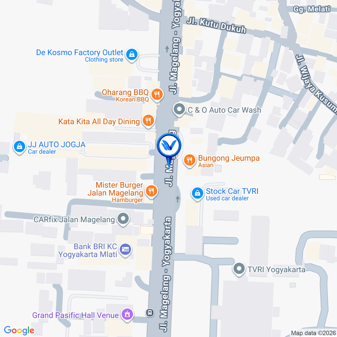 Peta Lokasi Utara TVRI Yogya, Jl. Magelang, Yogyakarta