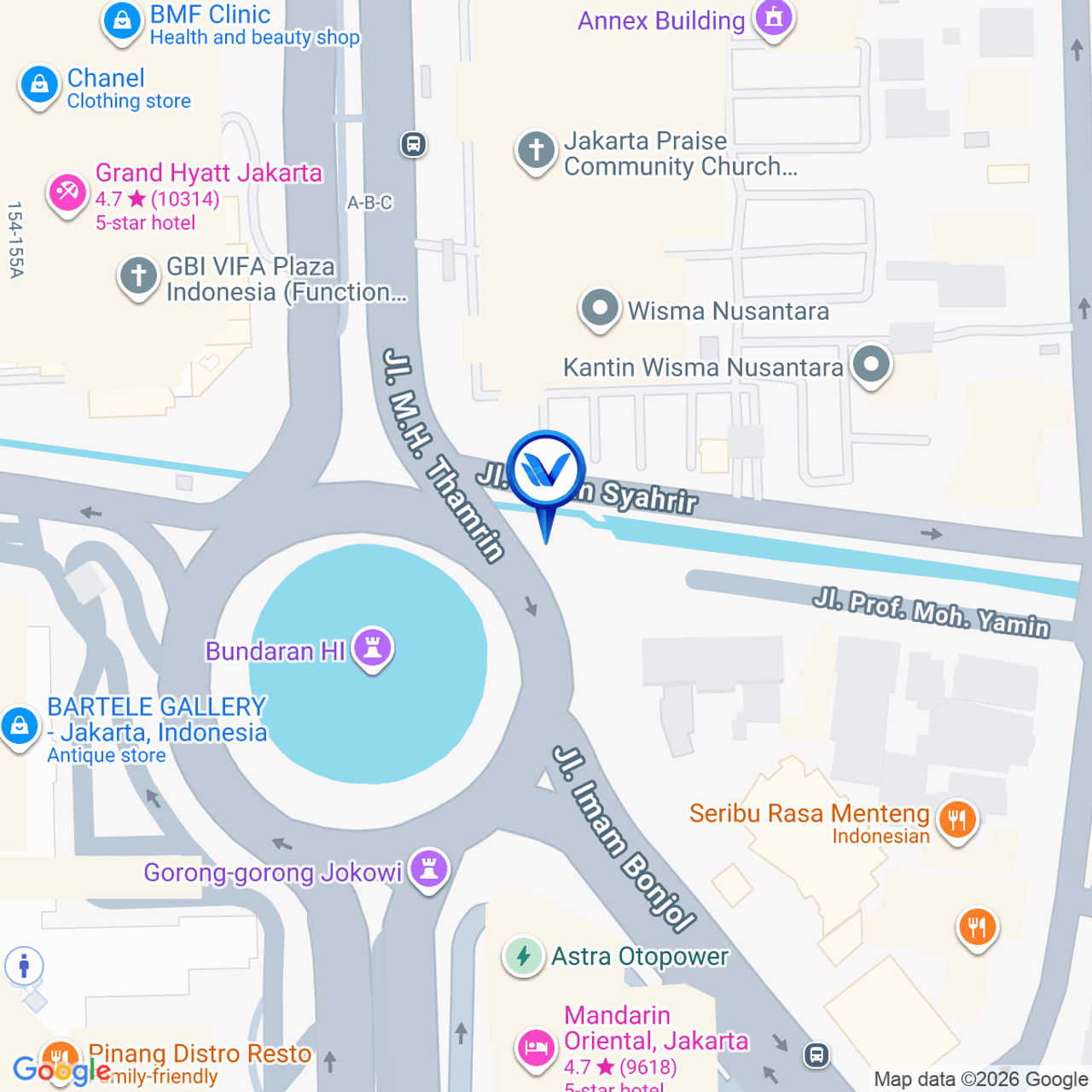 Peta Lokasi Jl. MH Thamrin (Bundaran HI), Jakarta Pusat