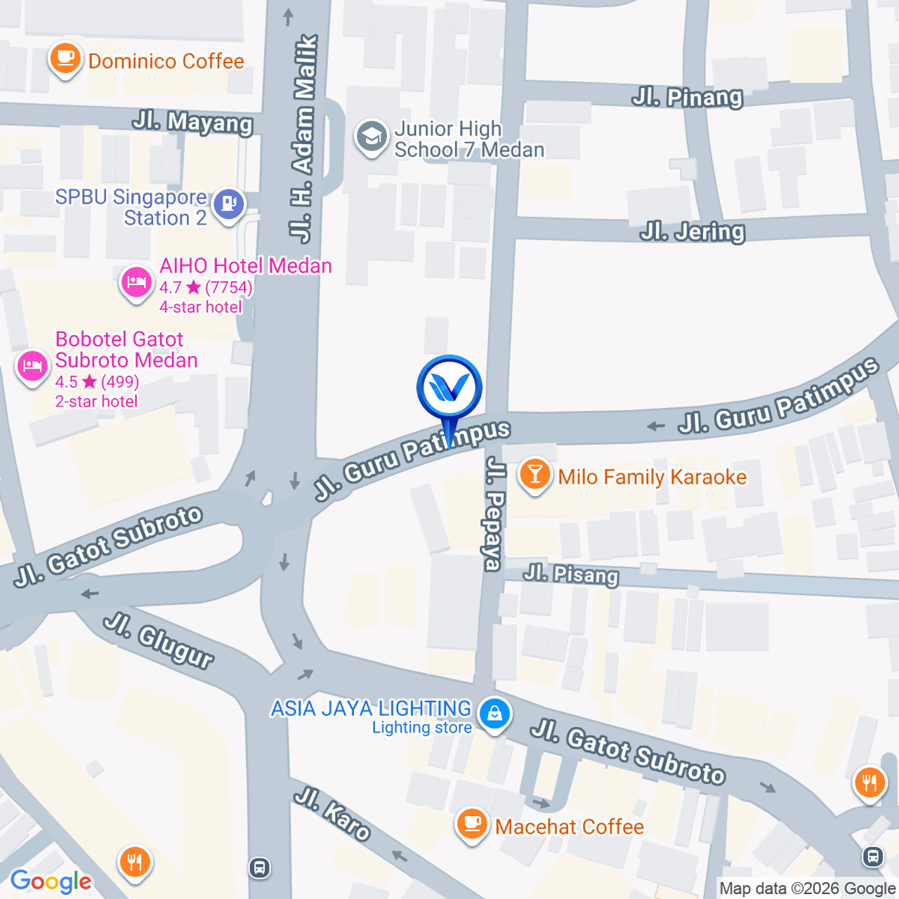 Peta Lokasi Jl. Guru Patimpus (Samping Milo Karaoke), Medan