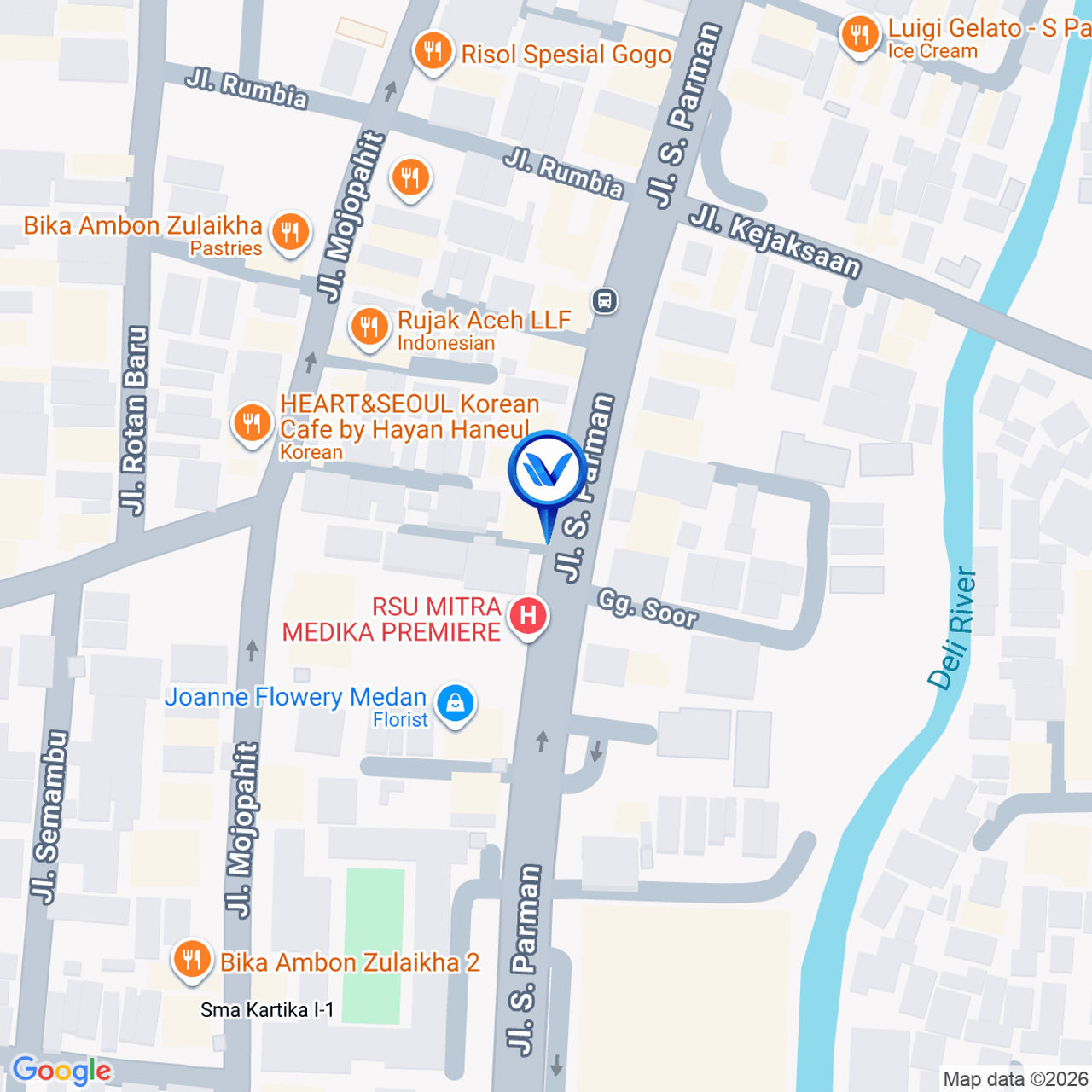 Peta Lokasi Jl. S. Parman (Crystal Palace), Medan