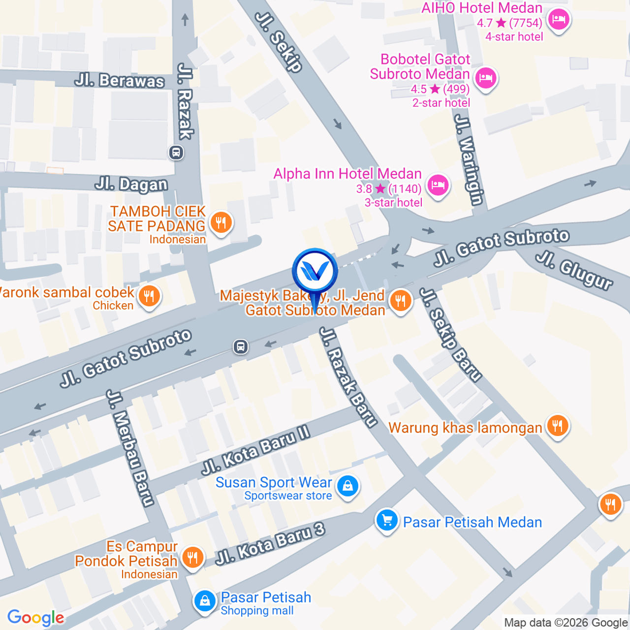 Peta Lokasi Jl. Gatot Subroto (Sp. Razak), Medan