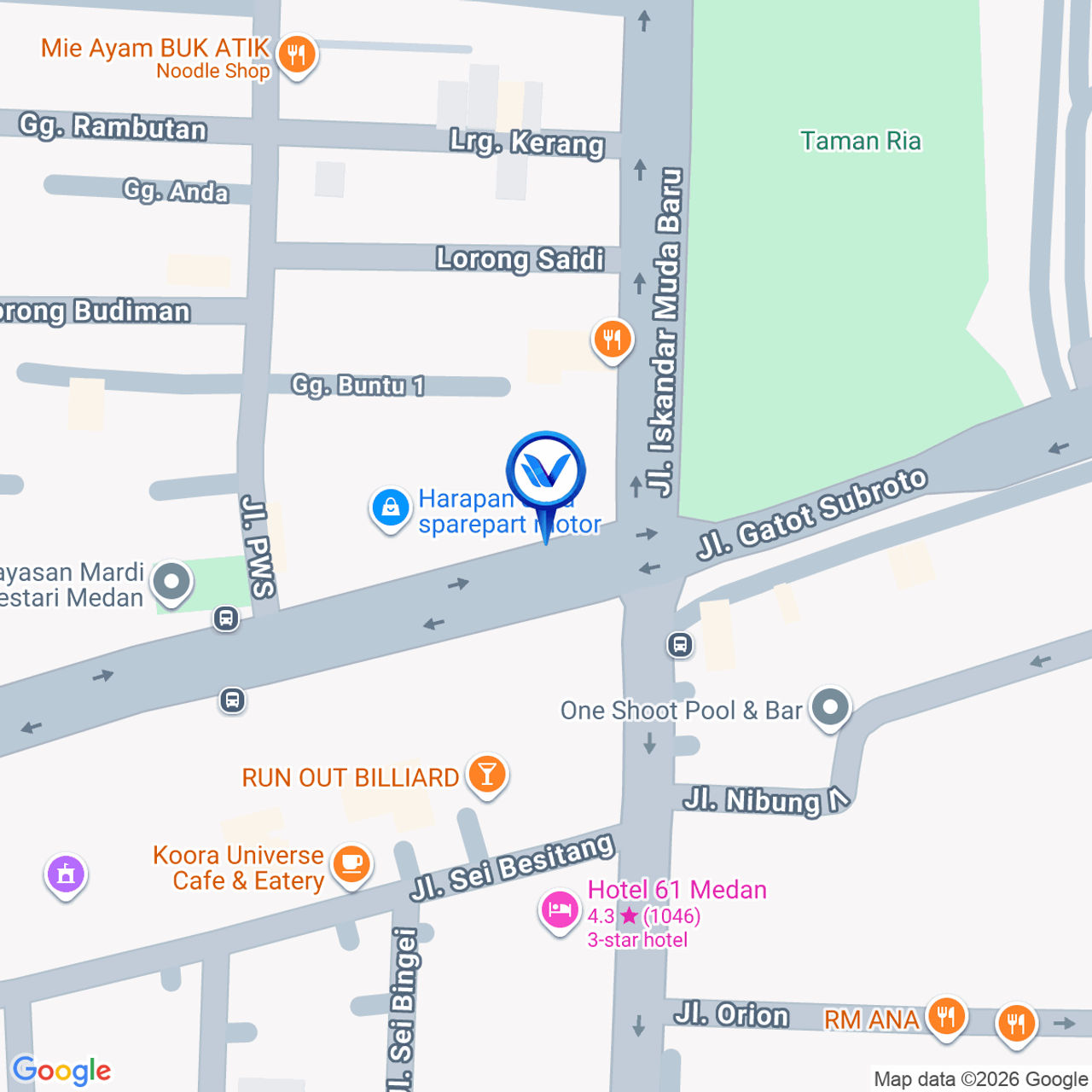Peta Lokasi Jl. Gatot Subroto (Sp. Iskandar Muda), Medan