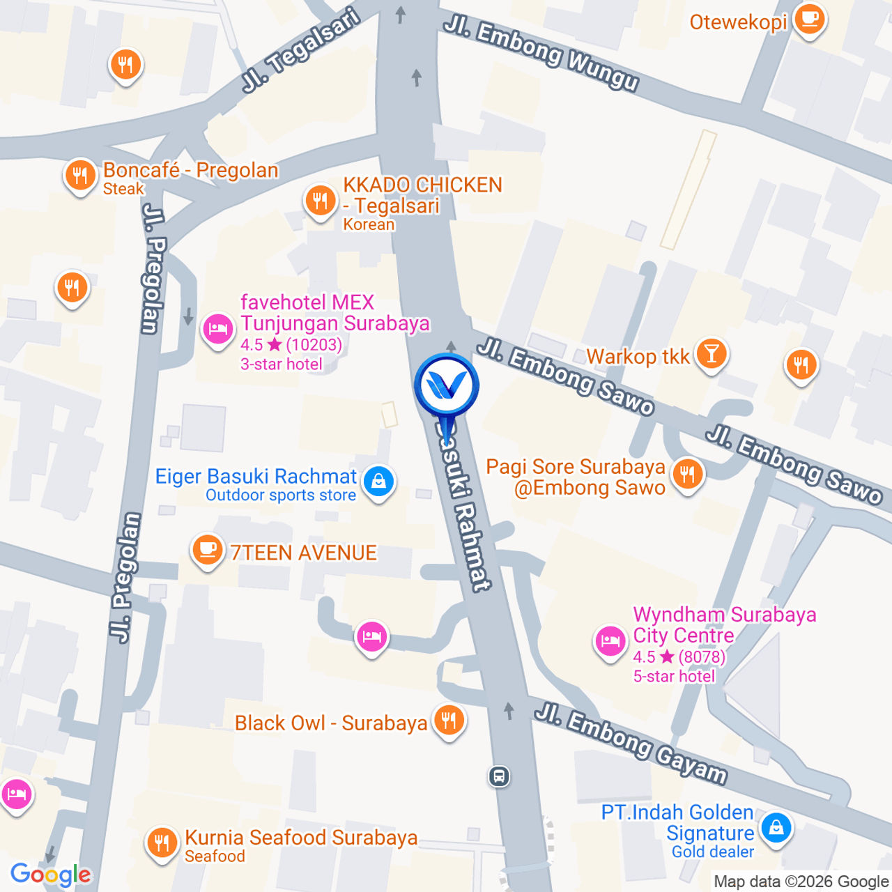 Peta Lokasi Jl. Basuki Rahmat (Depan Bank Standard Charterd), Surabaya