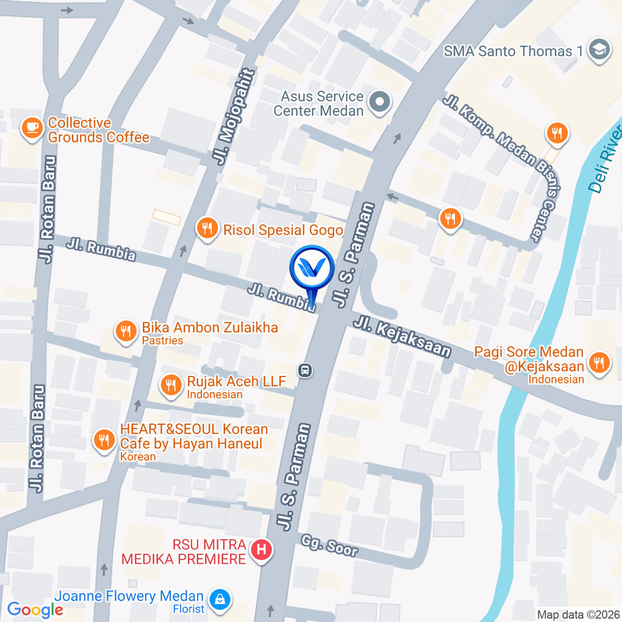 Peta Lokasi Jl. Kejaksaan Simp. S. Parman (Sir Salon), Medan
