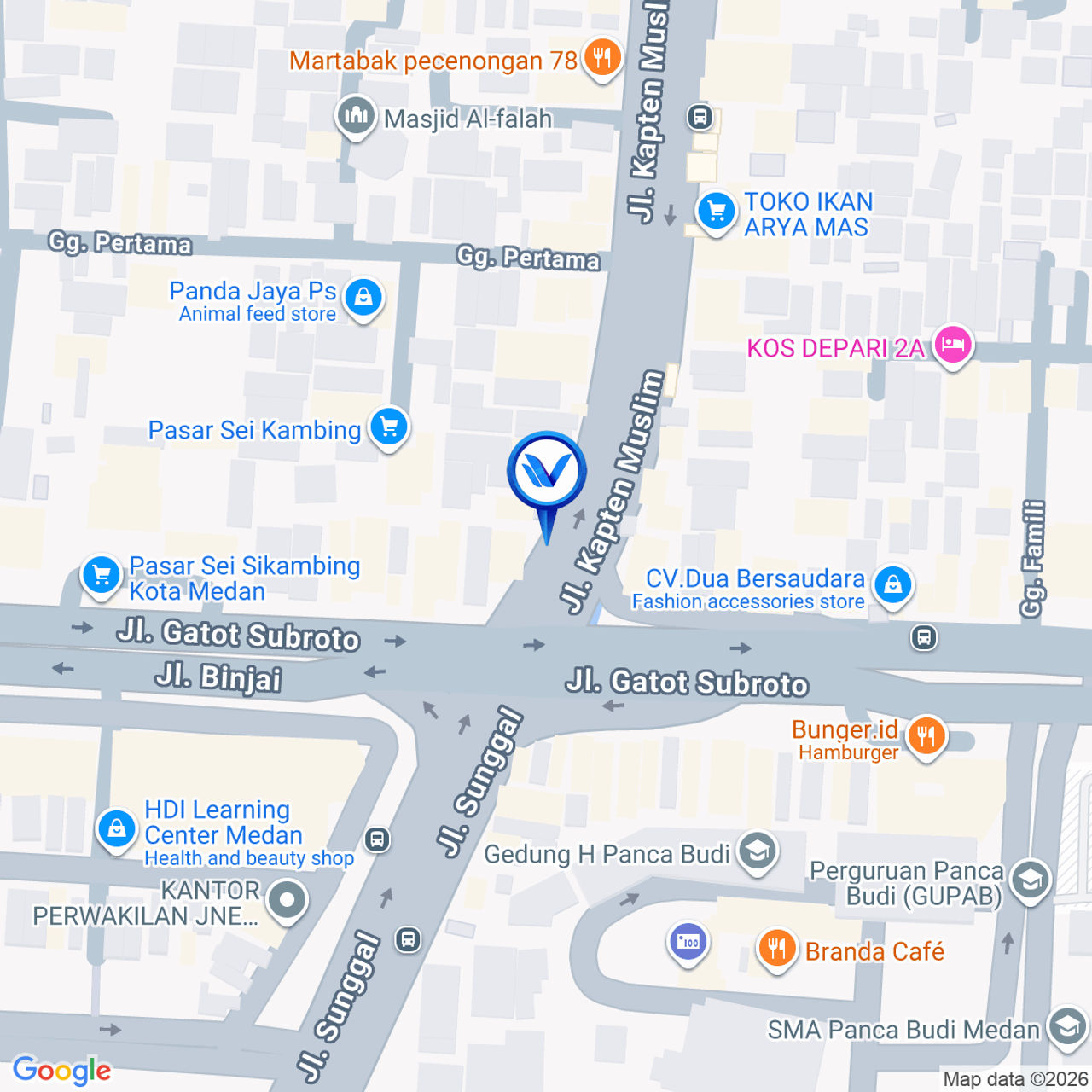 Peta Lokasi Jl. Gatot Subroto Sp. Kapten Muslim, Medan