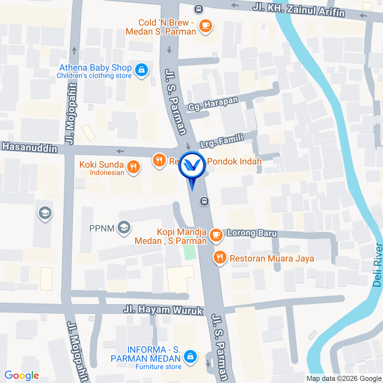 Peta Lokasi Jl. S. Parman Simp. Jl. Hasanuddin (Restoran Pondok Indah), Medan