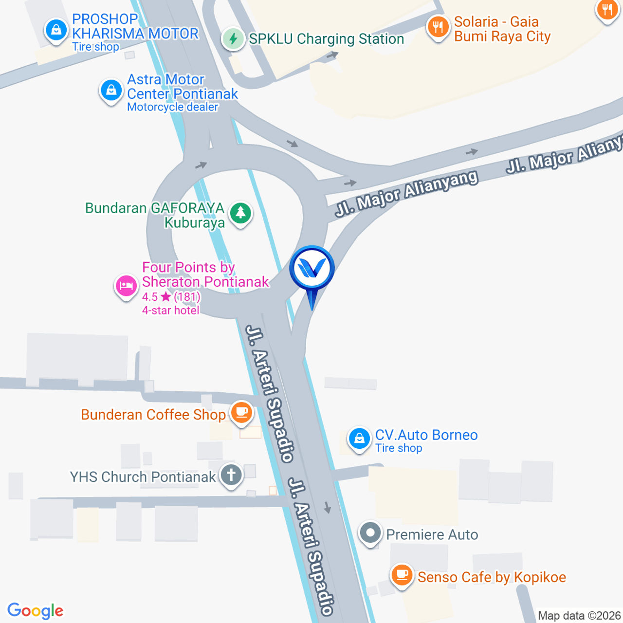 Peta Lokasi Jl. Arteri Supadio Bundaran Gaforaya Kubu Raya, Pontianak