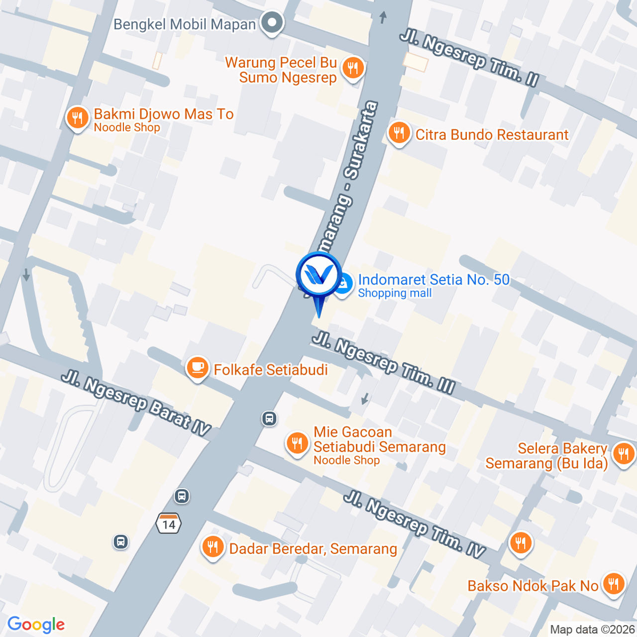 Peta Lokasi Jl. Setiabudi depan Hok Ben, Semarang