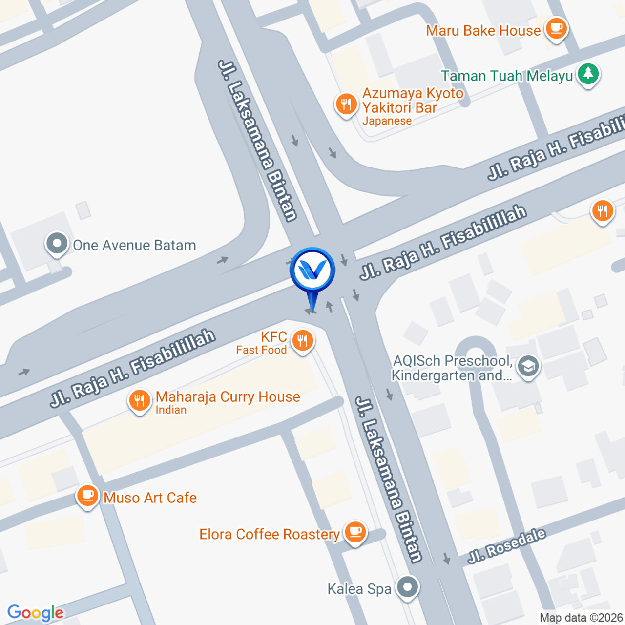 Peta Lokasi Jl. Raja H Fisabilillah (Lampu Merah Gelael KFC/Rosedale), Batam