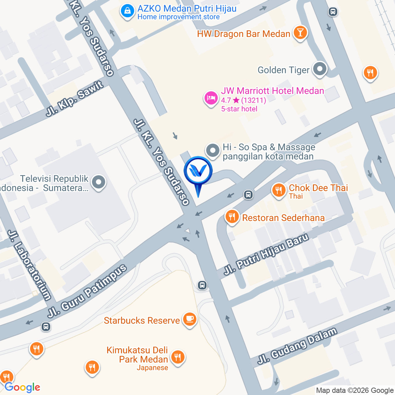 Peta Lokasi JL. PUTRI HIJAU (DEPAN JW MARRIOTT HOTEL), MEDAN