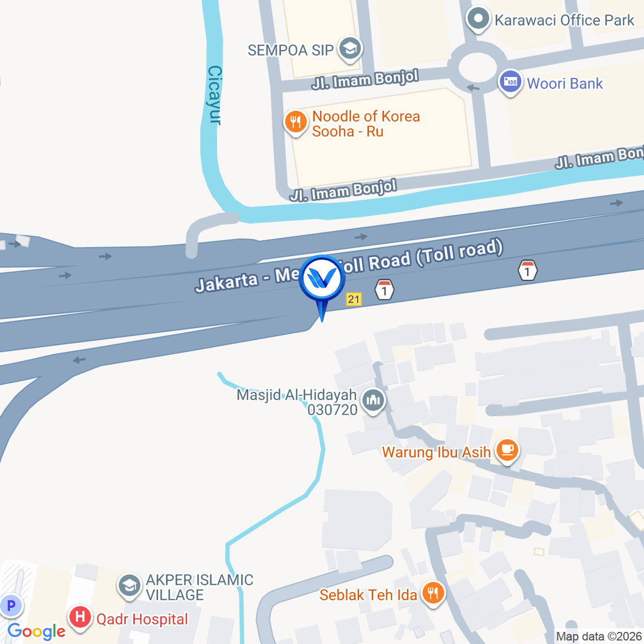 Peta Lokasi Tol Jakarta Tangerang KM 20+900A (EXIT TOL KARAWACI), Tangerang