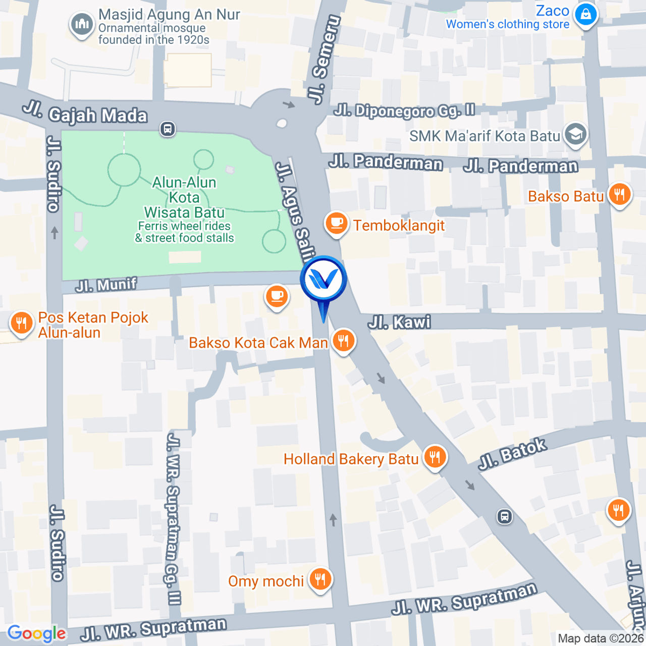 Peta Lokasi Jl. Agus Salim Batu (Toko Mas Gajah), Batu, Malang
