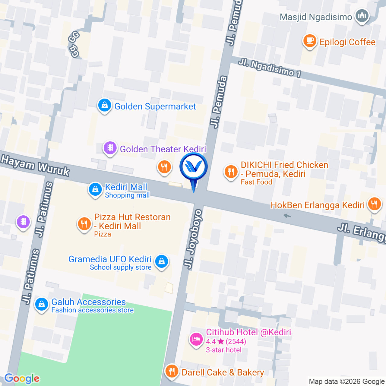Peta Lokasi JL. HAYAM WURUK (DEPAN KEDIRI MALL) KOTA KEDIRI
