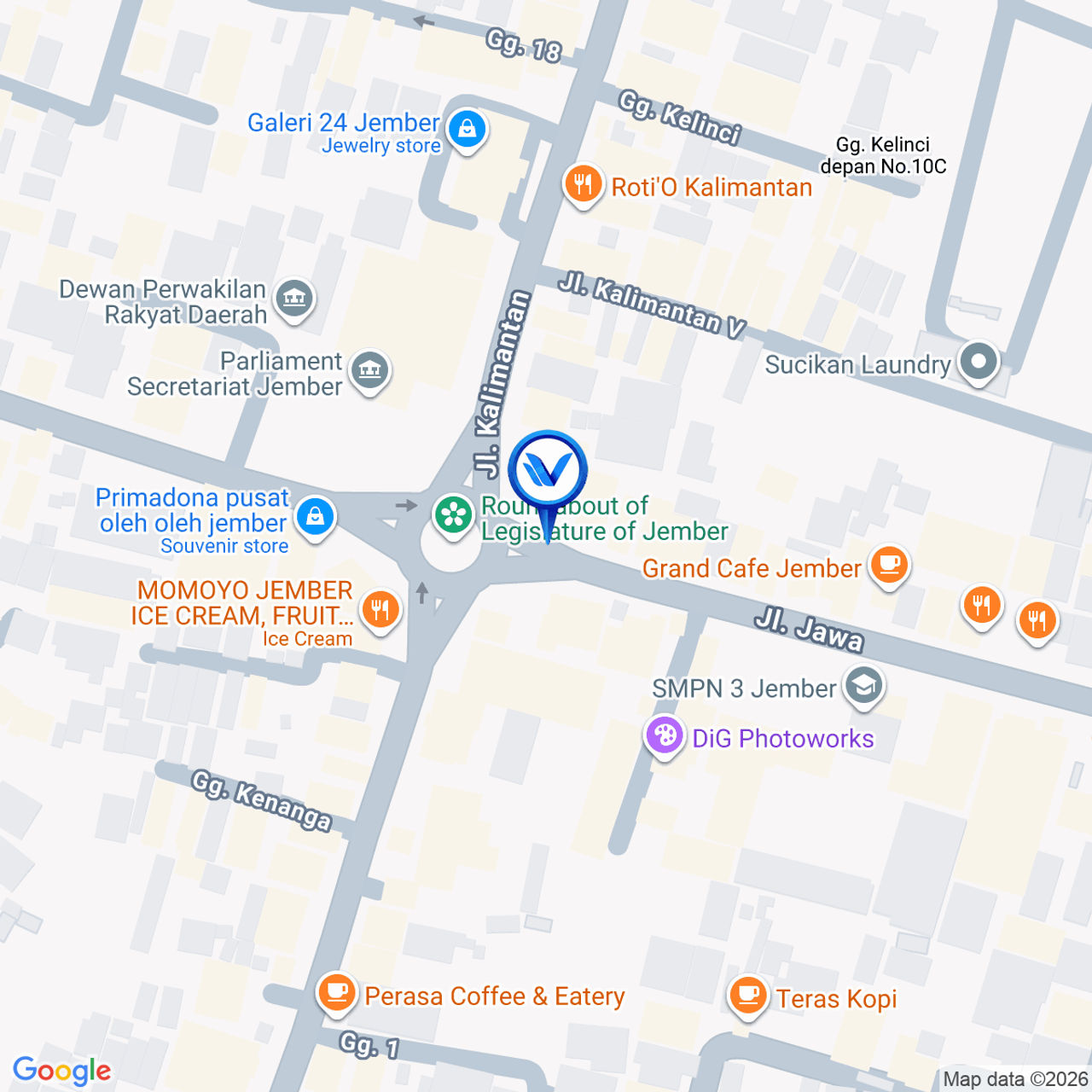 Peta Lokasi JL. JAWA (BUNDARAN DPRD) KAB. JEMBER