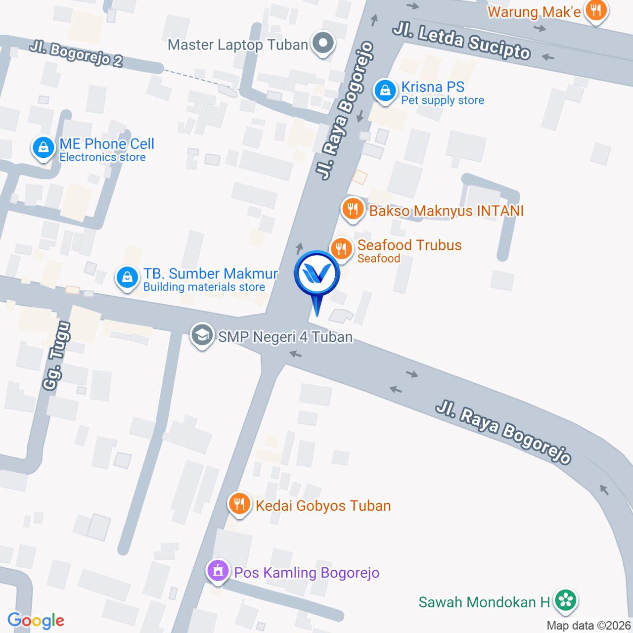 Peta Lokasi JL. RAYA BOGOREJO, BOGOREJO (TIMUR SMPN 4 TUBAN) KAB. TUBAN