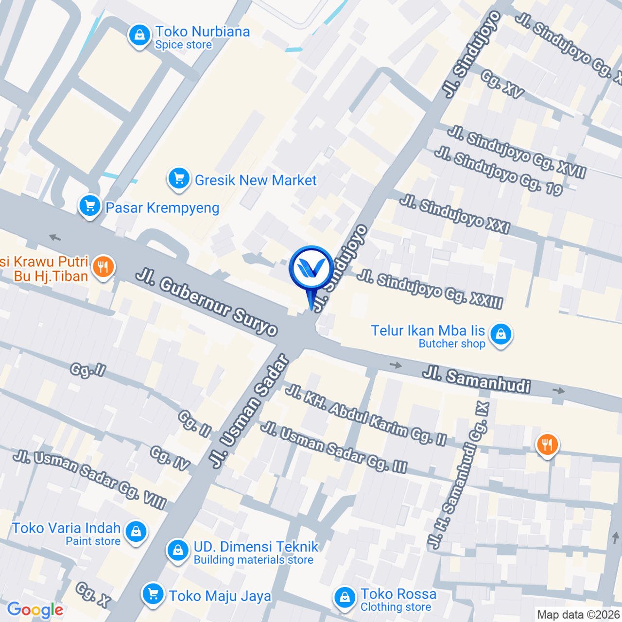 Peta Lokasi JL. SINDUJOYO ( PEREMPATAN PASAR BARU ) KAB. GRESIK