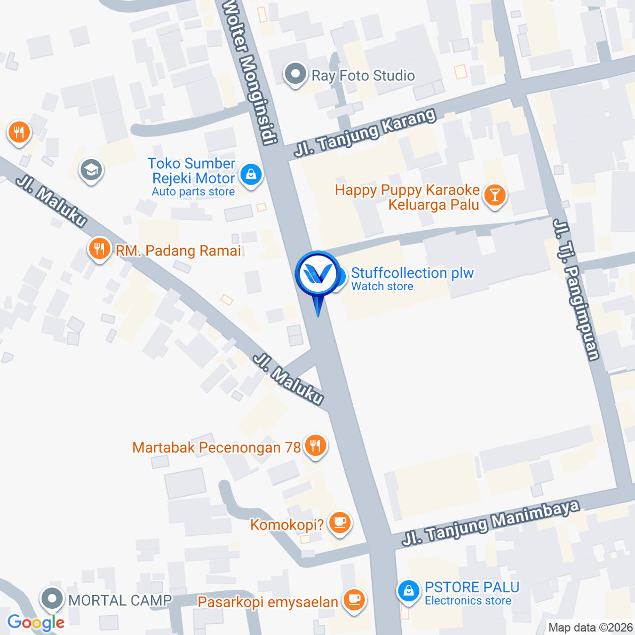 Peta Lokasi Jl. Wolter Monginsidi, Kota Palu (Depan Mall Tatura)